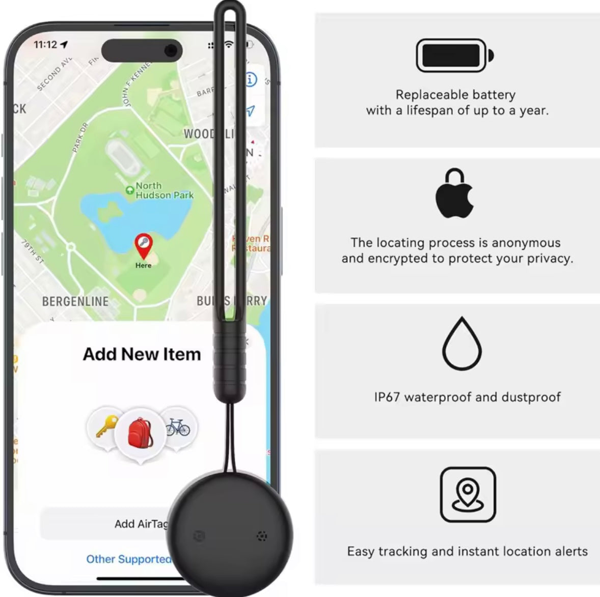 GPS Wireless Tracking Tag for Wallets, Keys, Purses, Bags, & Bikes