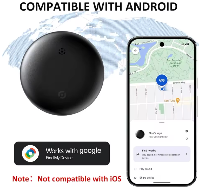 Android GPS Wireless Tracking Tag for Wallets, Keys, Purses, Bags, & Bikes